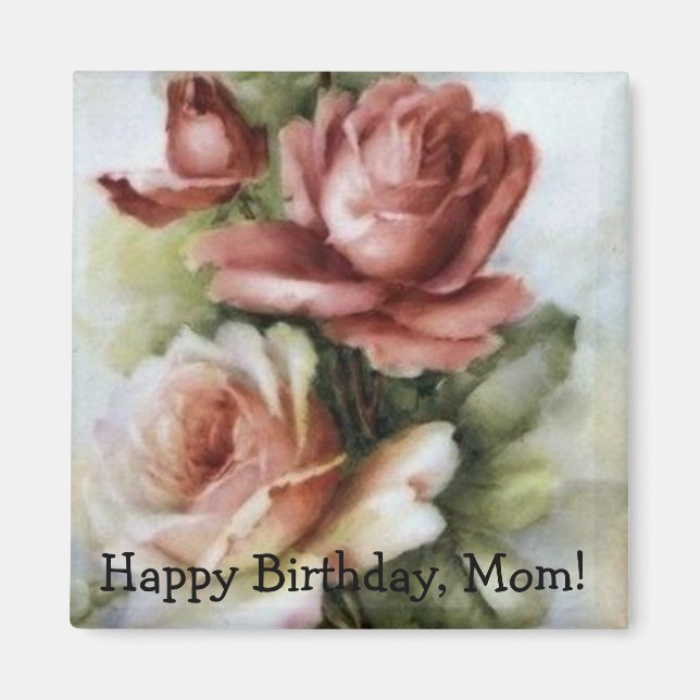 Vintage Mamma Birthday Magnet med Ro (Framsidan)