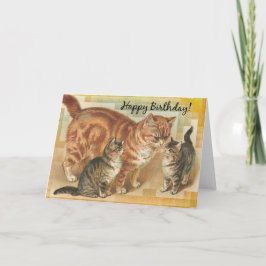 Vintage Mamma Katt och Kull, Födelsedag Kort