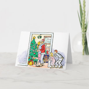 Vintage Mamma Kissing jultomte Helgkort