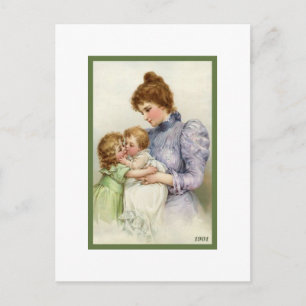 Vintage Mamma Med Barn Vykort