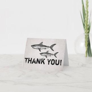 Vintage Mamma och Baby-hajar Ocean ~Beach Tack Kort