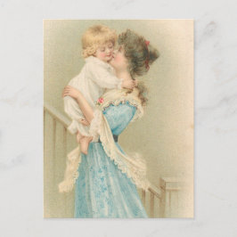 Vintage Mamma som håller barn Vykort