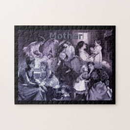 Vintage Mammor och Children Collage Mors dag Pussel