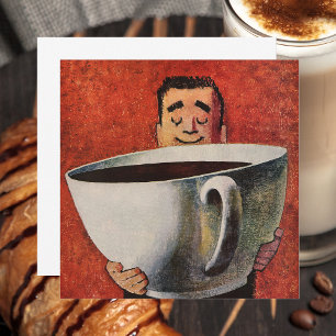 Vintage Man med Giant Kopp i kaffeinbjudan Inbjudningar