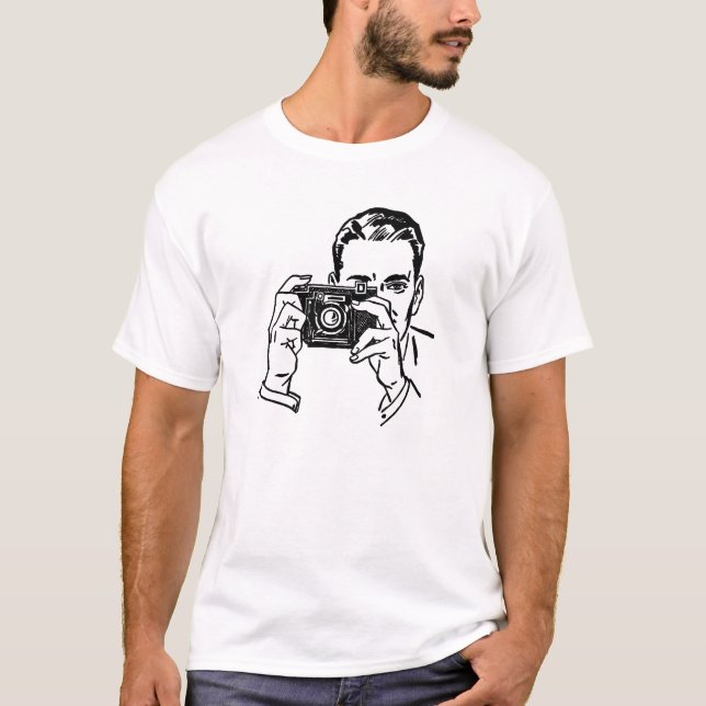 Vintage Man med kamera T-Shirt (Framsida)