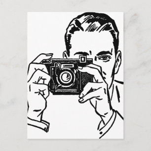 Vintage Man Med Kamera Vykort