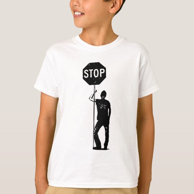 Vintage man med stoppskylt tee shirt (Framsida)