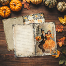 Vintage Man och Woman Halloween Junk Journal Page