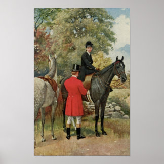 Vintage Man Woman Horses Equestrian Poster