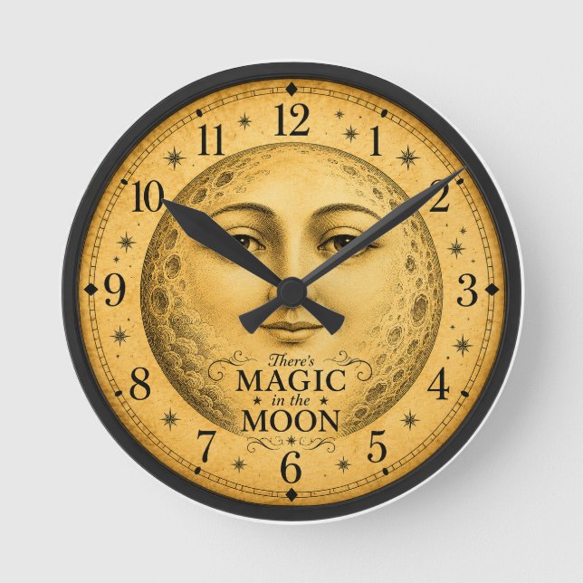 Vintage månansikte Magisk Celestial   Rund Klocka (Framsida)
