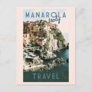 Vintage Manarola Italien Cinque Terre Travel Vykort