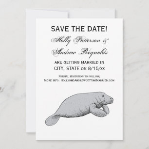 Vintage Manatee-ritning Inbjudningar
