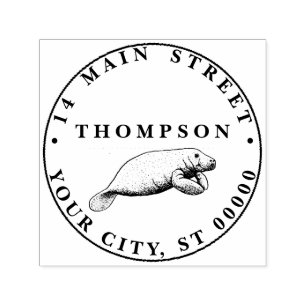 Vintage Manatee-ritning Namn Returadress  Självfärgande Stämpel