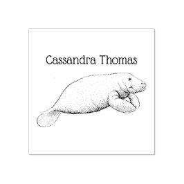 Vintage Manatee-ritningsnamn Stämpel