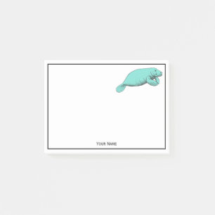Vintage Manatee Teckning Aqua Post-it Block