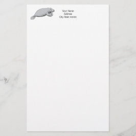 Vintage Manatee Teckning Brevpapper