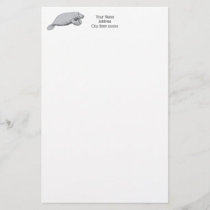 Vintage Manatee Teckning Brevpapper