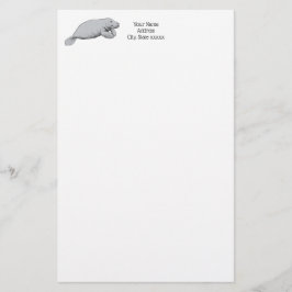 Vintage Manatee Teckning Brevpapper