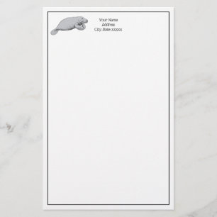 Vintage Manatee Teckning Brevpapper
