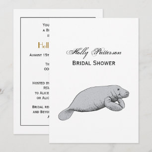 Vintage Manatee Teckning Inbjudningar