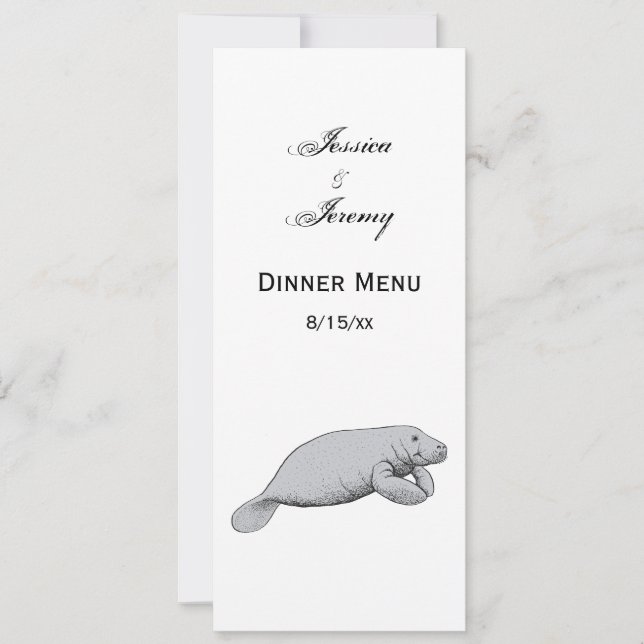 Vintage Manatee Teckning Inbjudningar (Framsida)