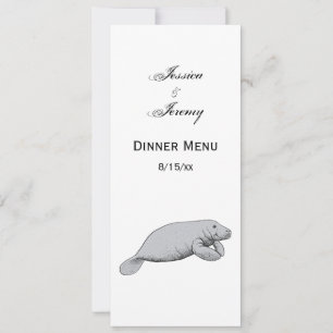 Vintage Manatee Teckning Inbjudningar