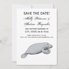 Vintage Manatee Teckning Inbjudningar