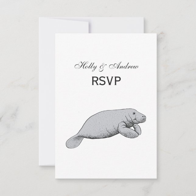 Vintage Manatee Teckning OSA Kort (Framsida)