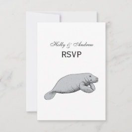 Vintage Manatee Teckning OSA Kort