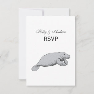 Vintage Manatee Teckning OSA Kort