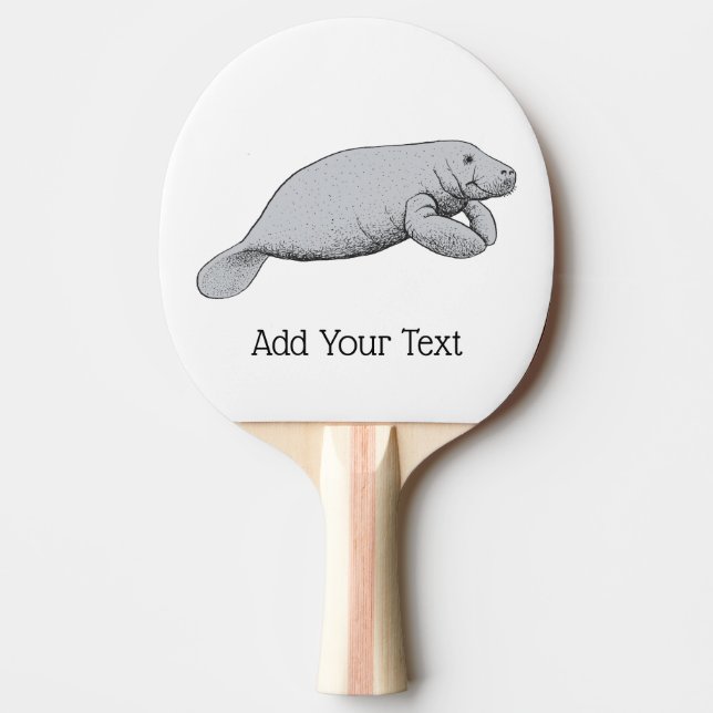 Vintage Manatee Teckning Pingisracket (Framsidan)