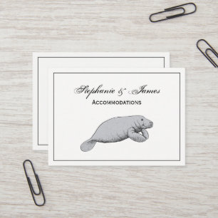Vintage Manatee Teckning Visitkort