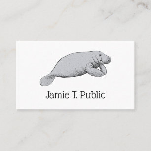 Vintage Manatee Teckning Visitkort