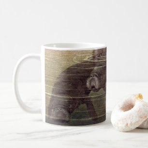 Vintage manater eller sjökor, marina däggdjur kaffemugg