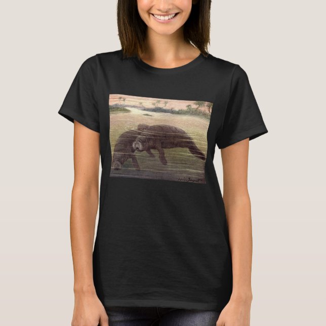 Vintage manater eller sjökor, marina däggdjur t shirt (Framsida)