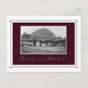 Vintage Manchester Tåg Station Vykort