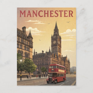 Vintage Manchester Town Hall Travel Vykort