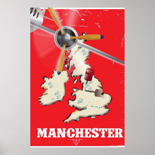 Vintage Manchester Travel Poster (Framsidan)