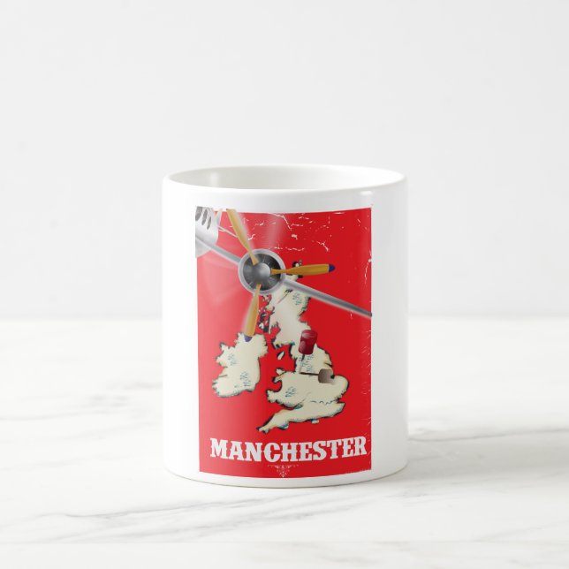 Vintage Manchester Travel Poster Kaffemugg (Center)
