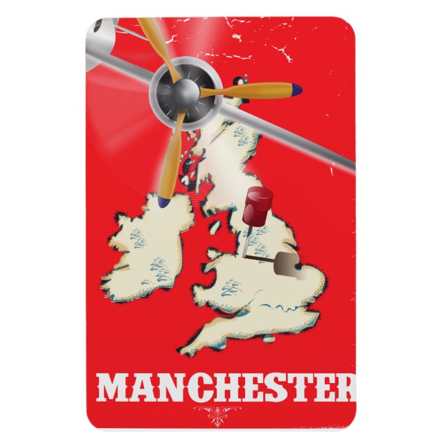 Vintage Manchester Travel Poster Magnet (Vertikal)