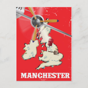 Vintage Manchester Travel Poster Vykort