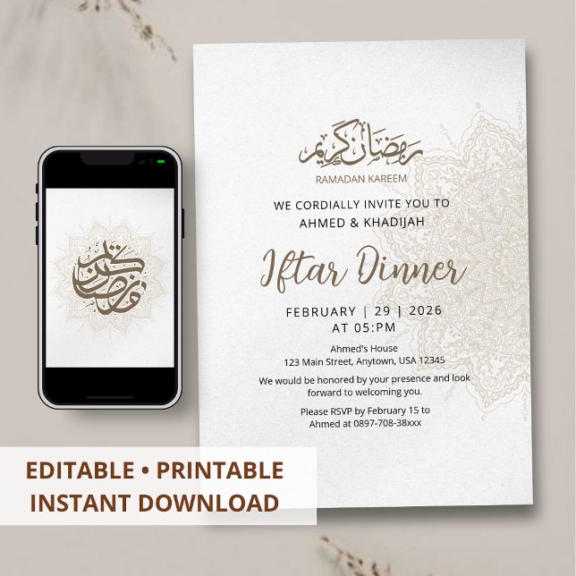Vintage Mandala-papper Ramadan Iftar-middag Inbjudningar (Skapare uppladdad)