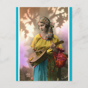 Vintage Mandolin Gypsy Vykort