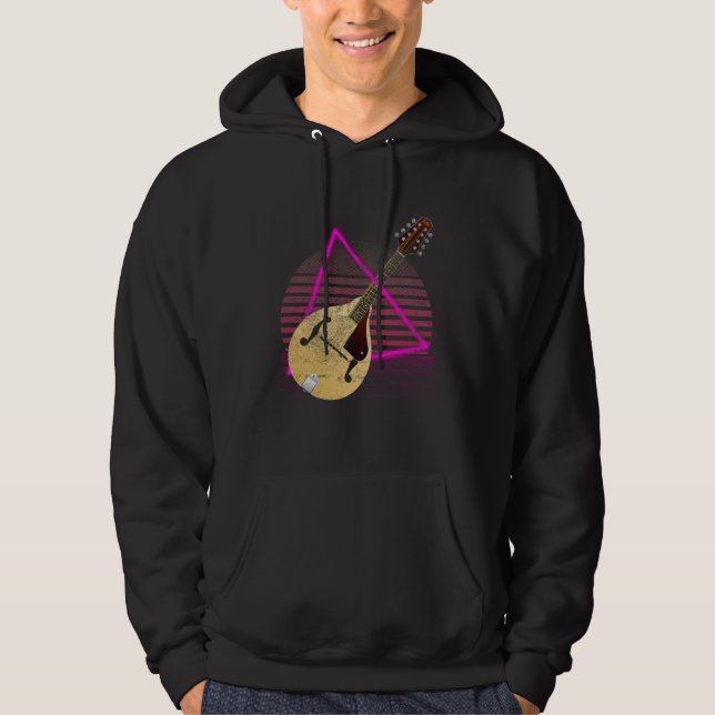 Vintage Mandolin Vaporwave 80s Aesthetic Musician Hoodie (Framsida)