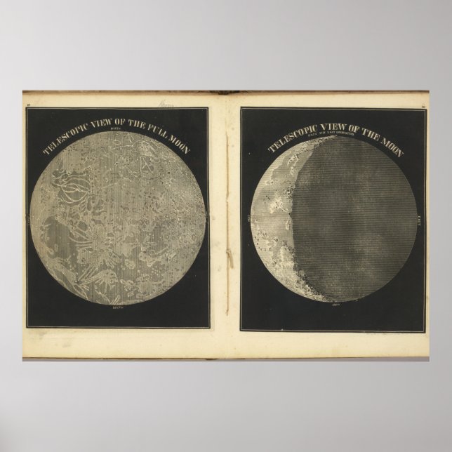 Vintage Måne Illustration Poster (Framsidan)