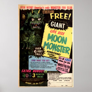 Vintage Måne Monster Advertisement Art Poster