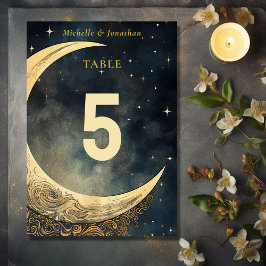 Vintage Måne och Stars Celestial Bröllop Bordsnummer