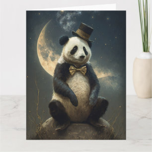 Vintage Måne Panda Bear Kort
