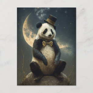 Vintage Måne Panda Bear Vykort
