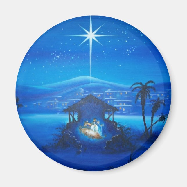 Vintage Manger Nattscen Magnet (Framsidan)